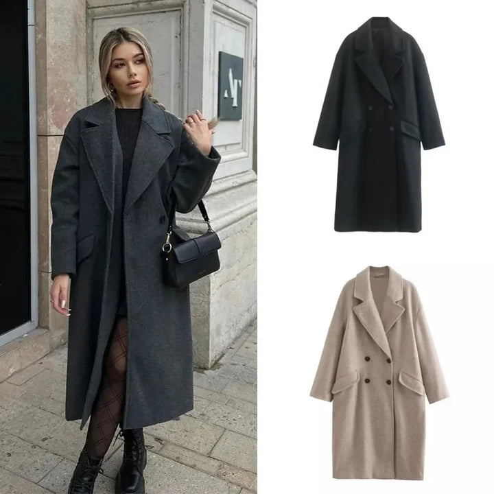 Trenchcoat i ull - Dubbelknäppt - Oversized - Lång ullrock - Vinterrockar & jackor för dam-Eva Jonsson