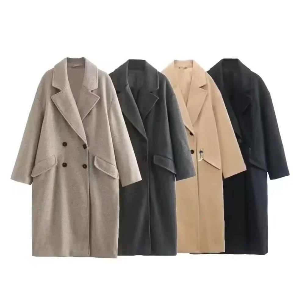 Trenchcoat i ull - Dubbelknäppt - Oversized - Lång ullrock - Vinterrockar & jackor för dam-Eva Jonsson