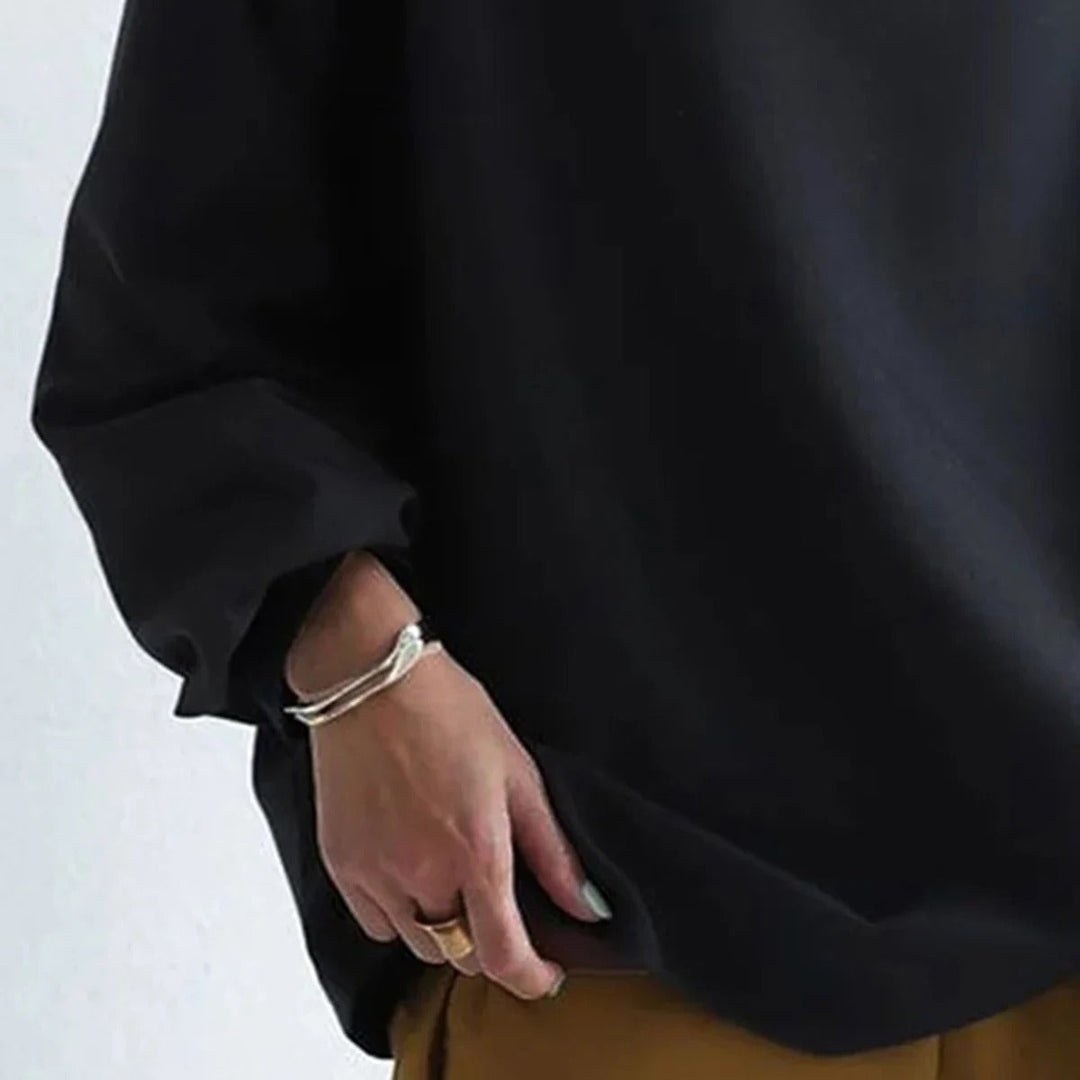 Tröja | Hög hals | Svart | Oversized Pullover | Damkläder-Eva Jonsson