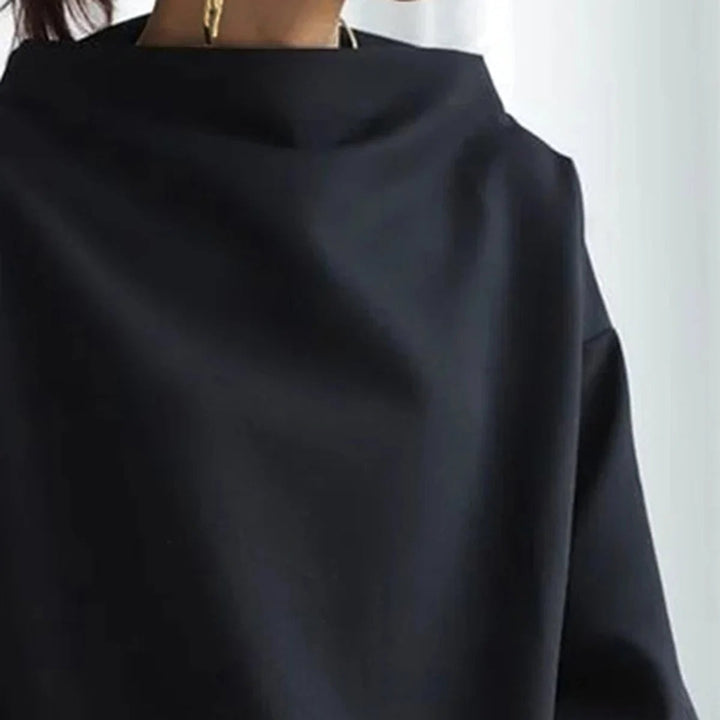 Tröja | Hög hals | Svart | Oversized Pullover | Damkläder-Eva Jonsson