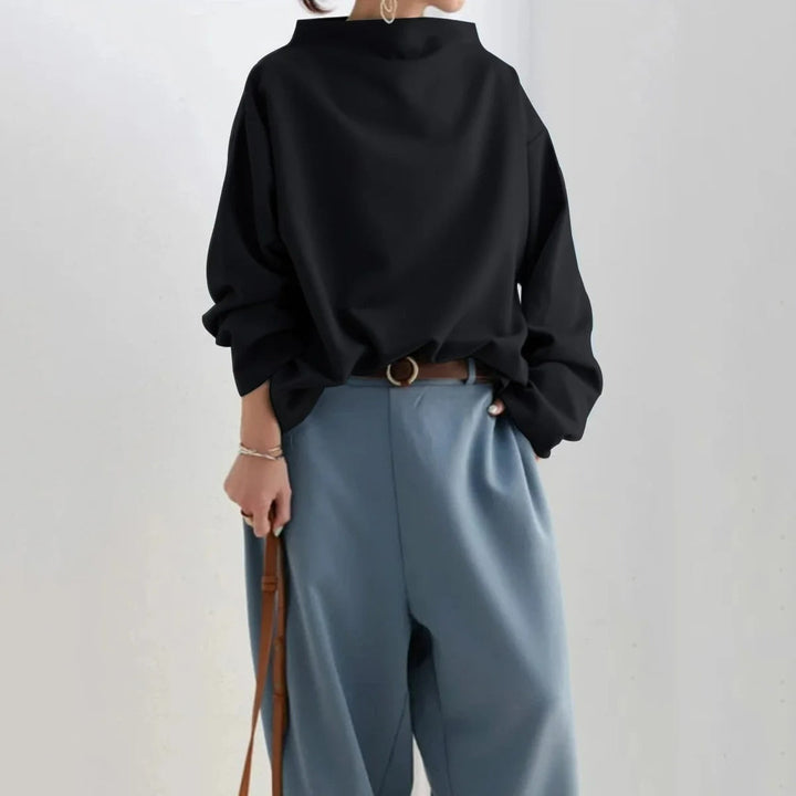 Tröja | Hög hals | Svart | Oversized Pullover | Damkläder-Eva Jonsson