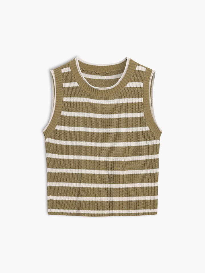 Tröja Vest - Stickad - Randig - Jumper Ärmlös - Damstickat-Eva Jonsson