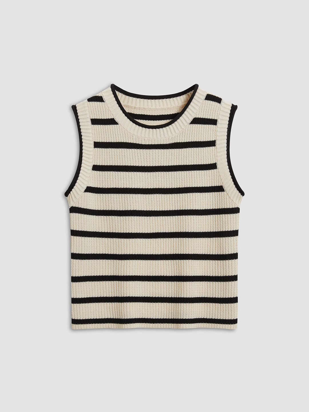 Tröja Vest - Stickad - Randig - Jumper Ärmlös - Damstickat-Eva Jonsson