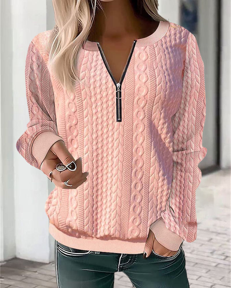 Tröja med halv dragkedja | Loose Fit | Långärmad | Pullover med halv dragkedja | Damkläder-Eva Jonsson