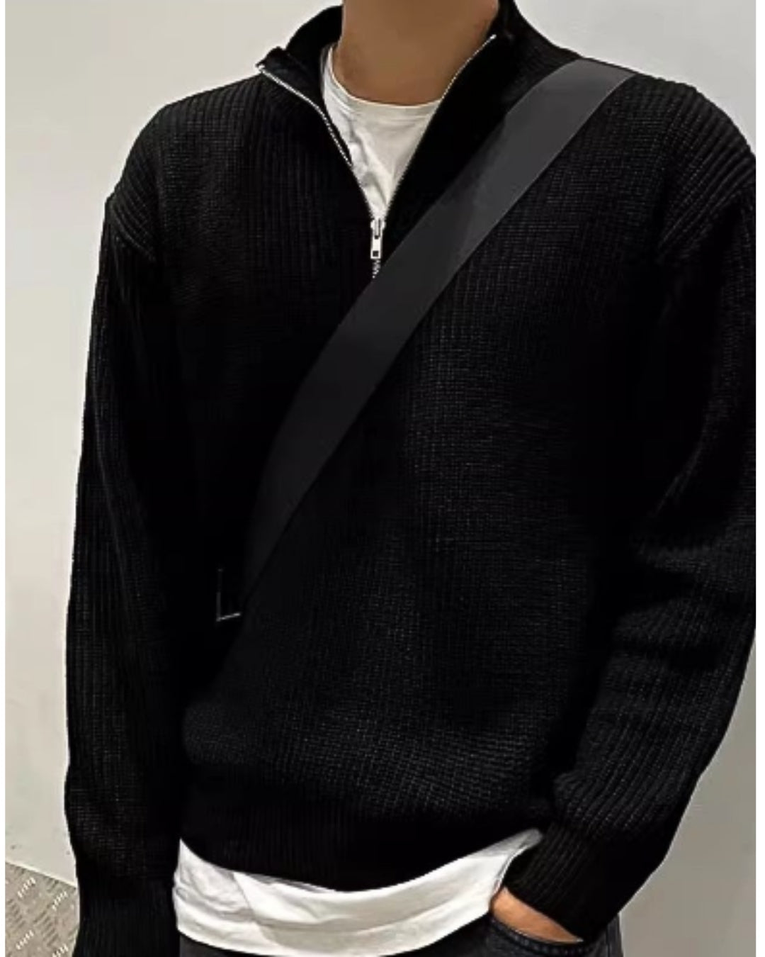 Tröja med halv dragkedja | Varm | Pullover | Stickad tröja | Jumper med halv dragkedja för män-Eva Jonsson