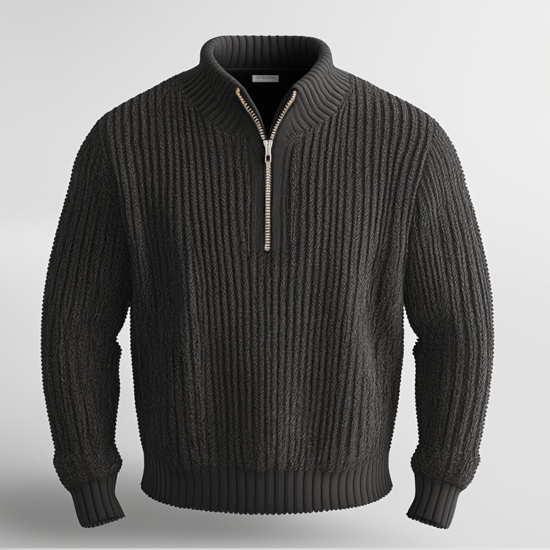 Tröja med halv dragkedja | Varm | Pullover | Stickad tröja | Jumper med halv dragkedja för män-Eva Jonsson