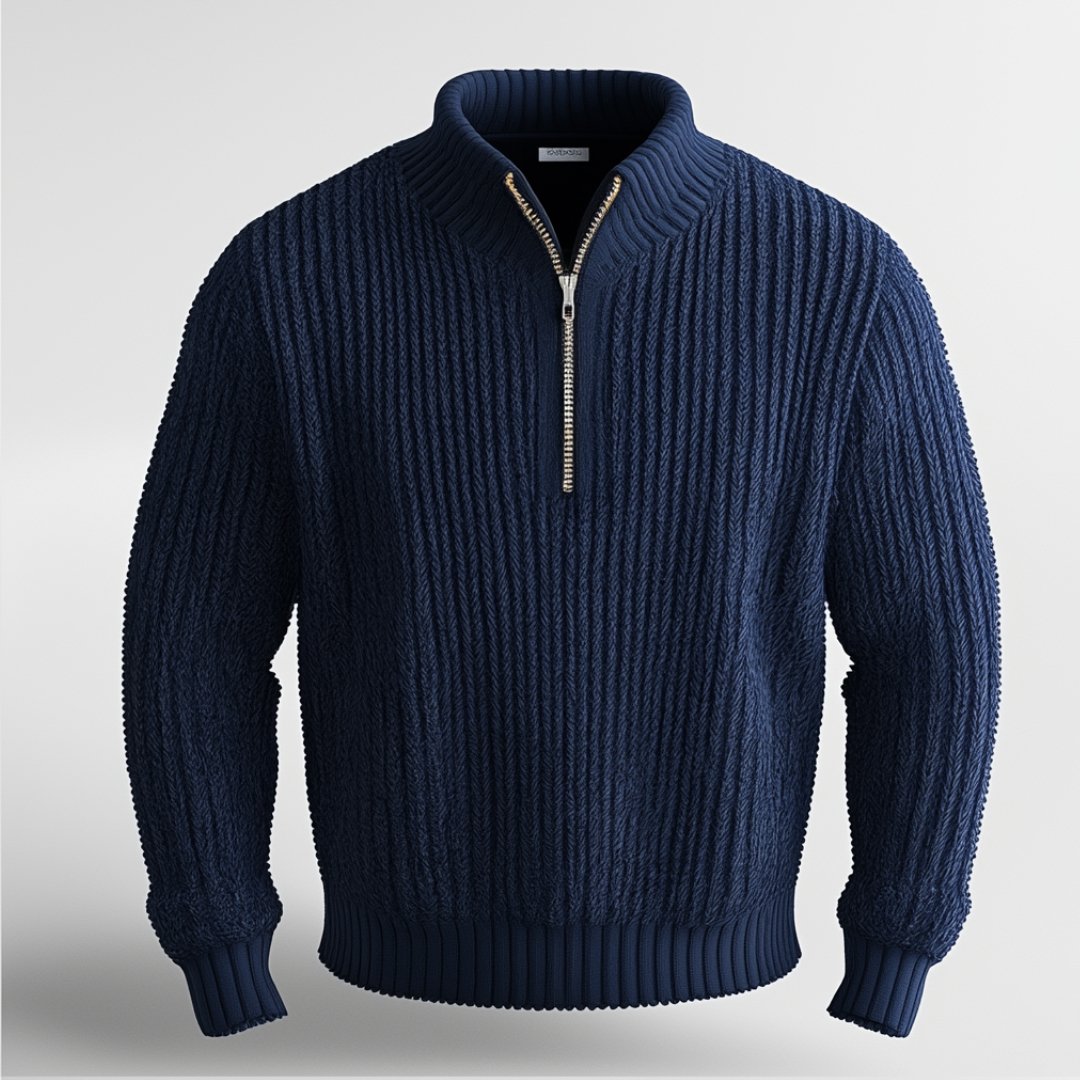 Tröja med halv dragkedja | Varm | Pullover | Stickad tröja | Jumper med halv dragkedja för män-Eva Jonsson