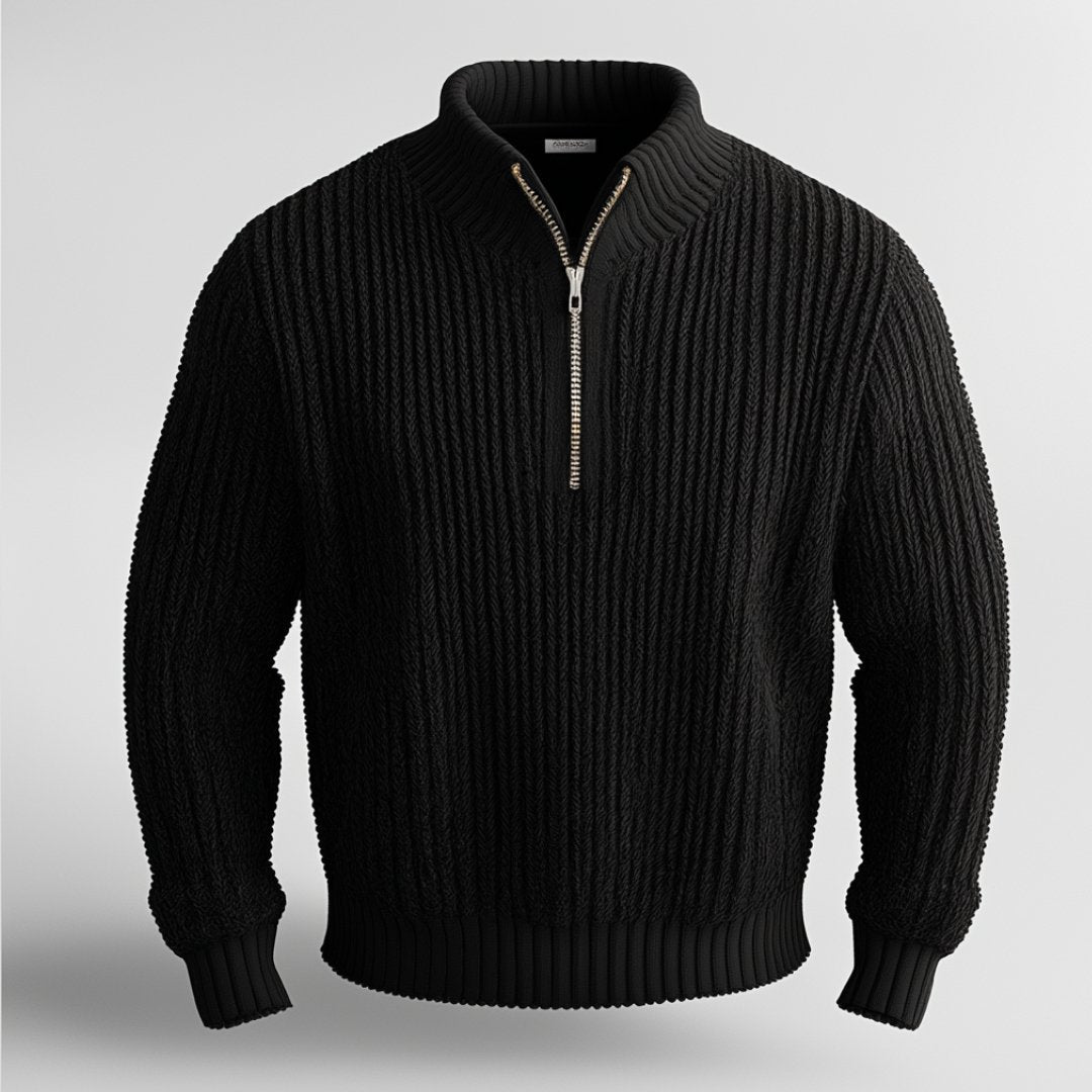 Tröja med halv dragkedja | Varm | Pullover | Stickad tröja | Jumper med halv dragkedja för män-Eva Jonsson