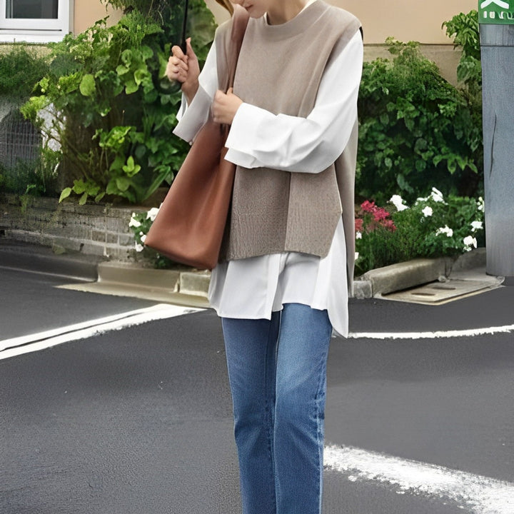 Tröjväst - Ärmlös - Loose Fit - Stickad Gilet - Stickad väst för Kvinnor-Eva Jonsson