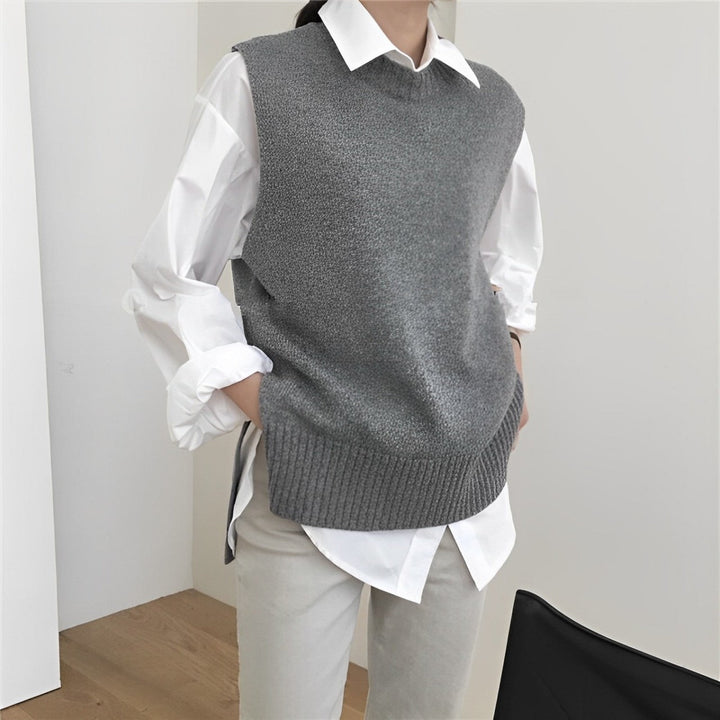 Tröjväst - Ärmlös - Loose Fit - Stickad Gilet - Stickad väst för Kvinnor-Eva Jonsson