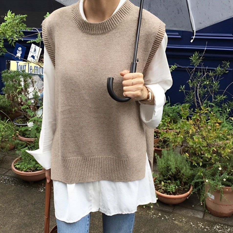 Tröjväst - Ärmlös - Loose Fit - Stickad Gilet - Stickad väst för Kvinnor-Eva Jonsson