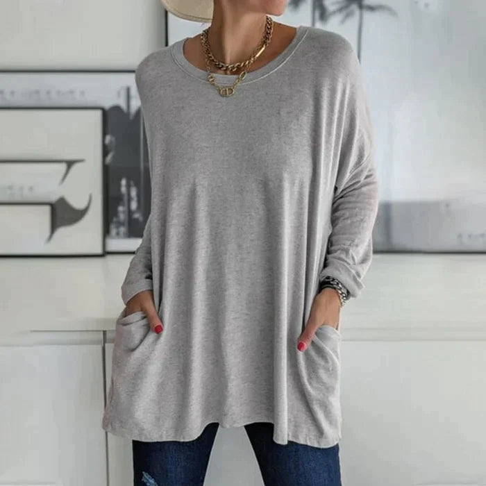 Tunikaskjorta | Loose Fit | Långärmad | Lång blus | Damkläder-Eva Jonsson