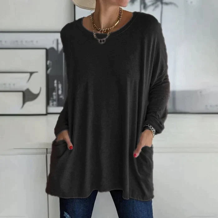 Tunikaskjorta | Loose Fit | Långärmad | Lång blus | Damkläder-Eva Jonsson