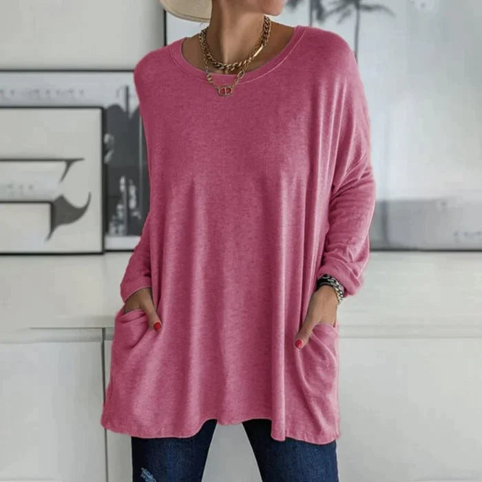 Tunikaskjorta | Loose Fit | Långärmad | Lång blus | Damkläder-Eva Jonsson