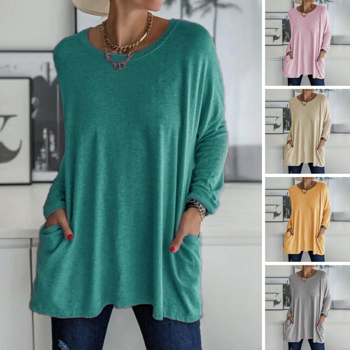 Tunikaskjorta | Loose Fit | Långärmad | Lång blus | Damkläder-Eva Jonsson