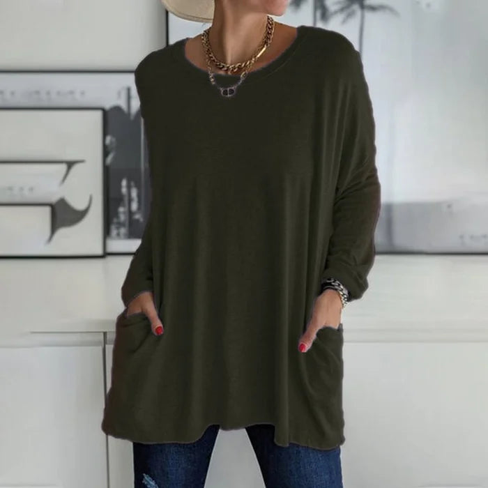 Tunikaskjorta | Loose Fit | Långärmad | Lång blus | Damkläder-Eva Jonsson