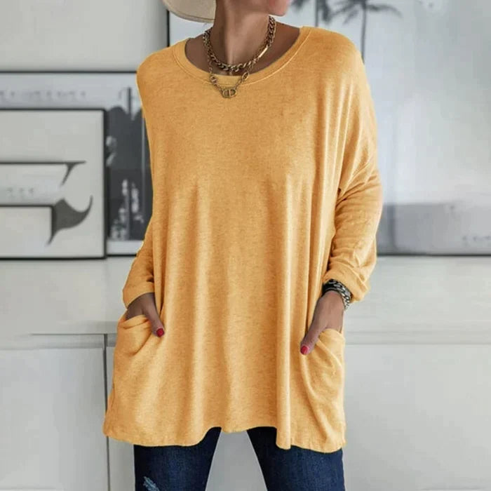Tunikaskjorta | Loose Fit | Långärmad | Lång blus | Damkläder-Eva Jonsson