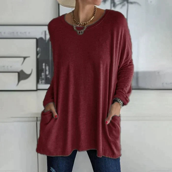 Tunikaskjorta | Loose Fit | Långärmad | Lång blus | Damkläder-Eva Jonsson