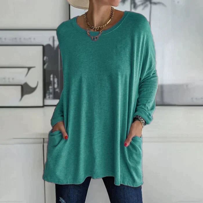Tunikaskjorta | Loose Fit | Långärmad | Lång blus | Damkläder-Eva Jonsson