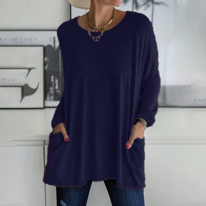 Tunikaskjorta | Loose Fit | Långärmad | Lång blus | Damkläder-Eva Jonsson