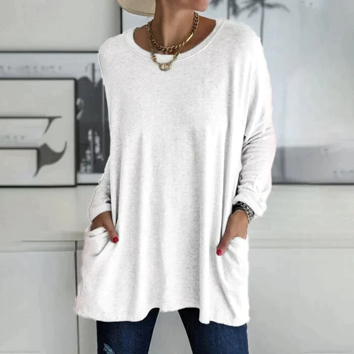 Tunikaskjorta | Loose Fit | Långärmad | Lång blus | Damkläder-Eva Jonsson