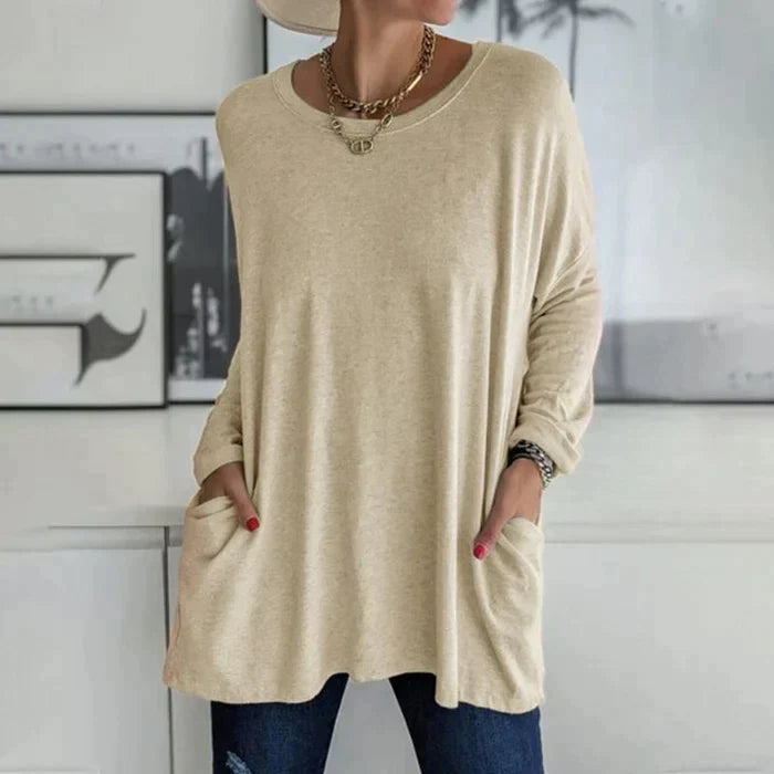 Tunikaskjorta | Loose Fit | Långärmad | Lång blus | Damkläder-Eva Jonsson