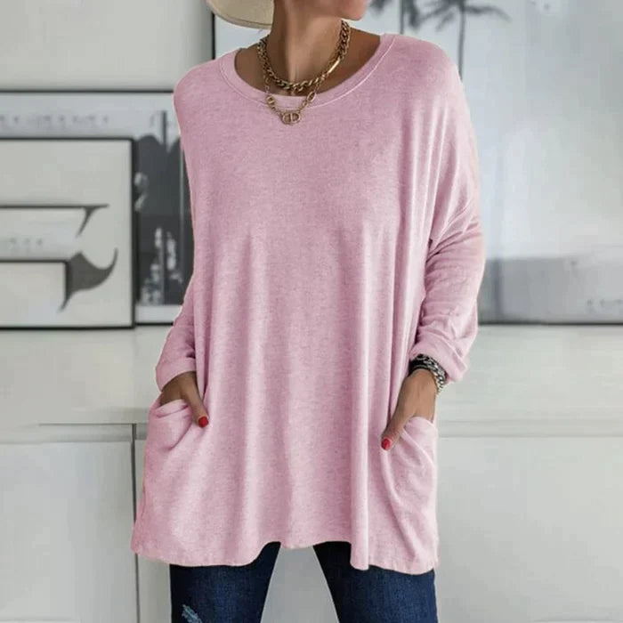 Tunikaskjorta | Loose Fit | Långärmad | Lång blus | Damkläder-Eva Jonsson
