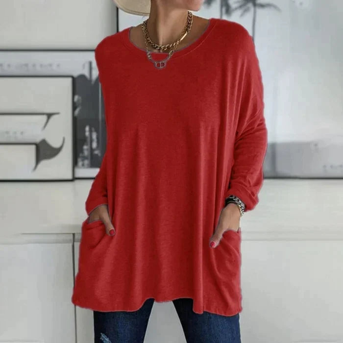 Tunikaskjorta | Loose Fit | Långärmad | Lång blus | Damkläder-Eva Jonsson