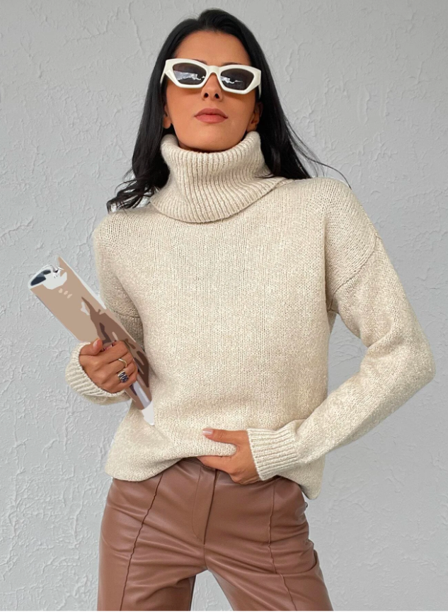 Turtleneck | Hög hals | Långärmad | Stickad tröja | Damstickat-Eva Jonsson