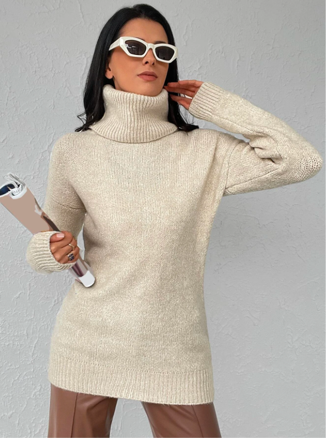 Turtleneck | Hög hals | Långärmad | Stickad tröja | Damstickat-Eva Jonsson