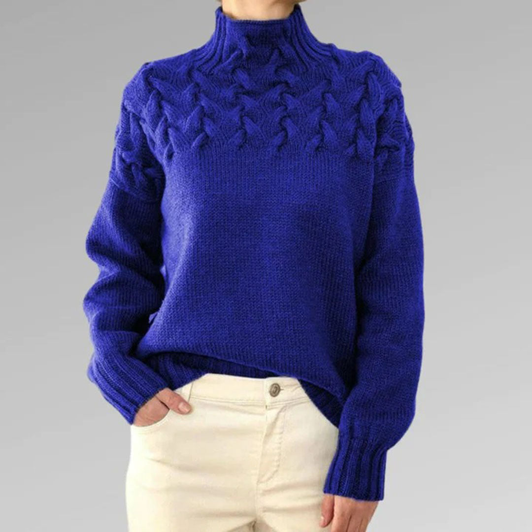 Turtleneck - Långärmad - Loose Fit - Stickad tröja - Pullover för kvinnor-Eva Jonsson