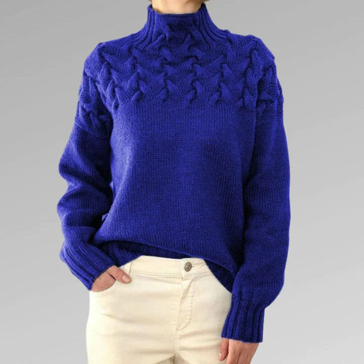 Turtleneck - Långärmad - Loose Fit - Stickad tröja - Pullover för kvinnor-Eva Jonsson