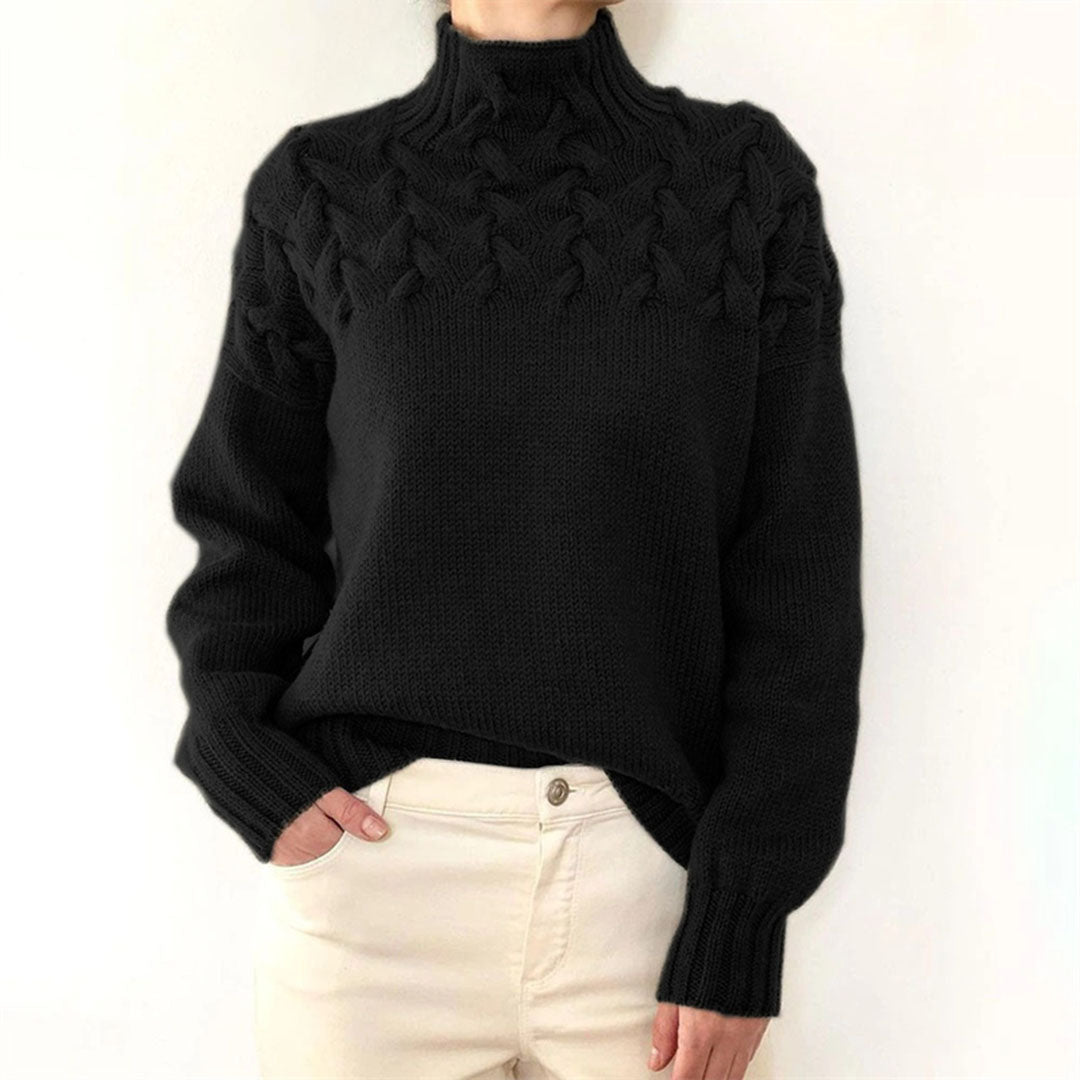 Turtleneck - Långärmad - Loose Fit - Stickad tröja - Pullover för kvinnor-Eva Jonsson