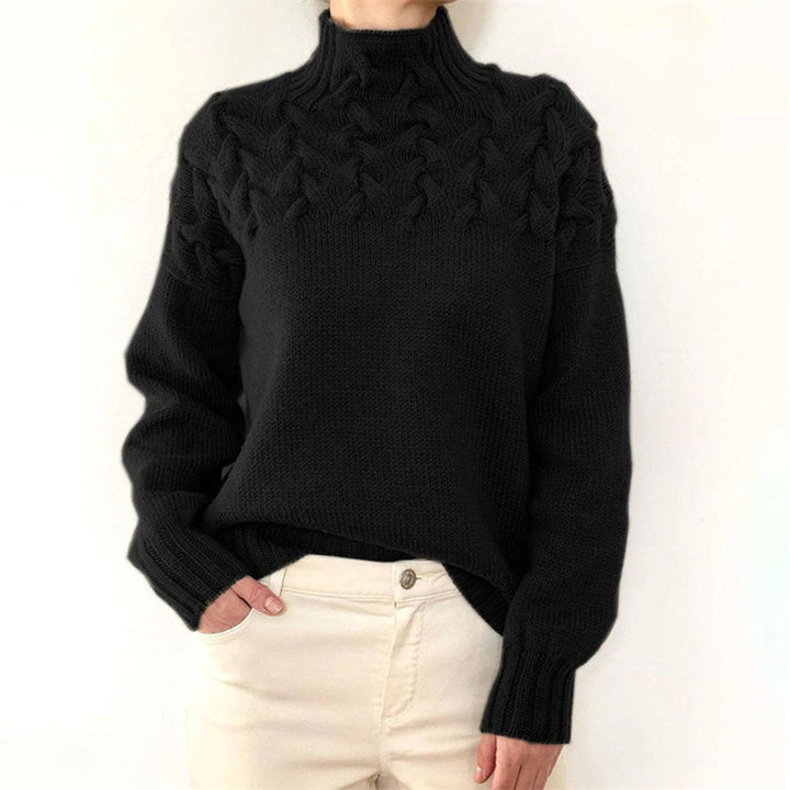Turtleneck - Långärmad - Loose Fit - Stickad tröja - Pullover för kvinnor-Eva Jonsson
