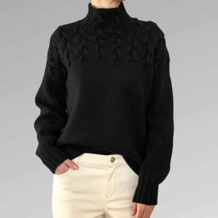 Turtleneck - Långärmad - Loose Fit - Stickad tröja - Pullover för kvinnor-Eva Jonsson