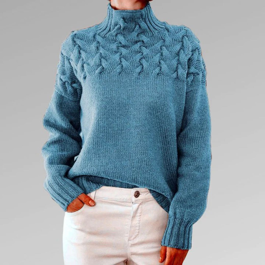 Turtleneck - Långärmad - Loose Fit - Stickad tröja - Pullover för kvinnor-Eva Jonsson