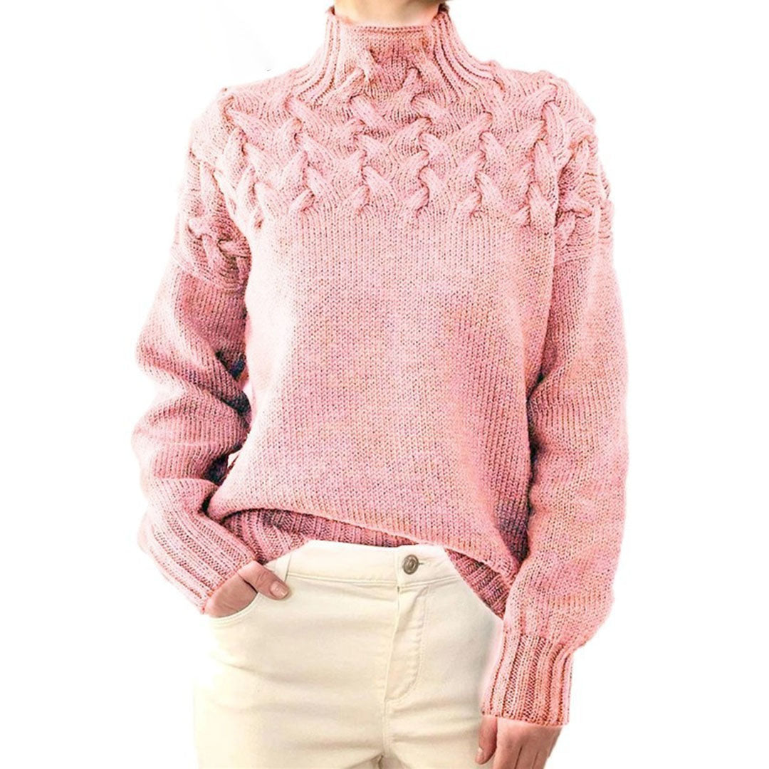 Turtleneck - Långärmad - Loose Fit - Stickad tröja - Pullover för kvinnor-Eva Jonsson