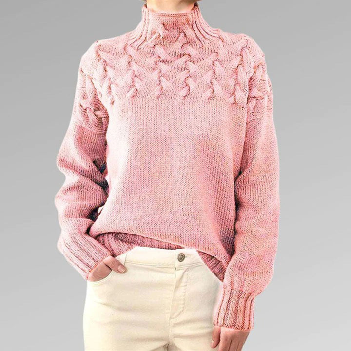 Turtleneck - Långärmad - Loose Fit - Stickad tröja - Pullover för kvinnor-Eva Jonsson