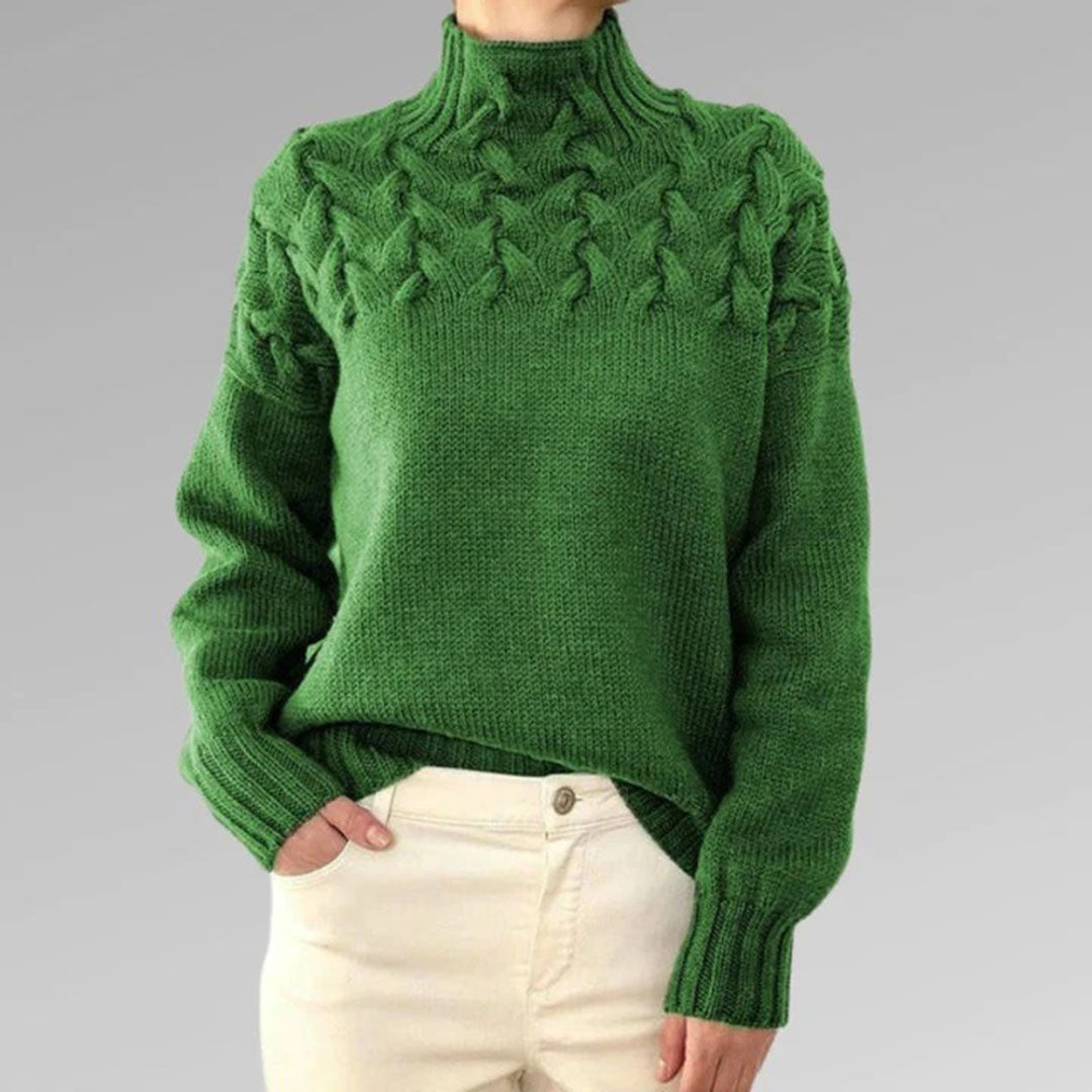 Turtleneck - Långärmad - Loose Fit - Stickad tröja - Pullover för kvinnor-Eva Jonsson