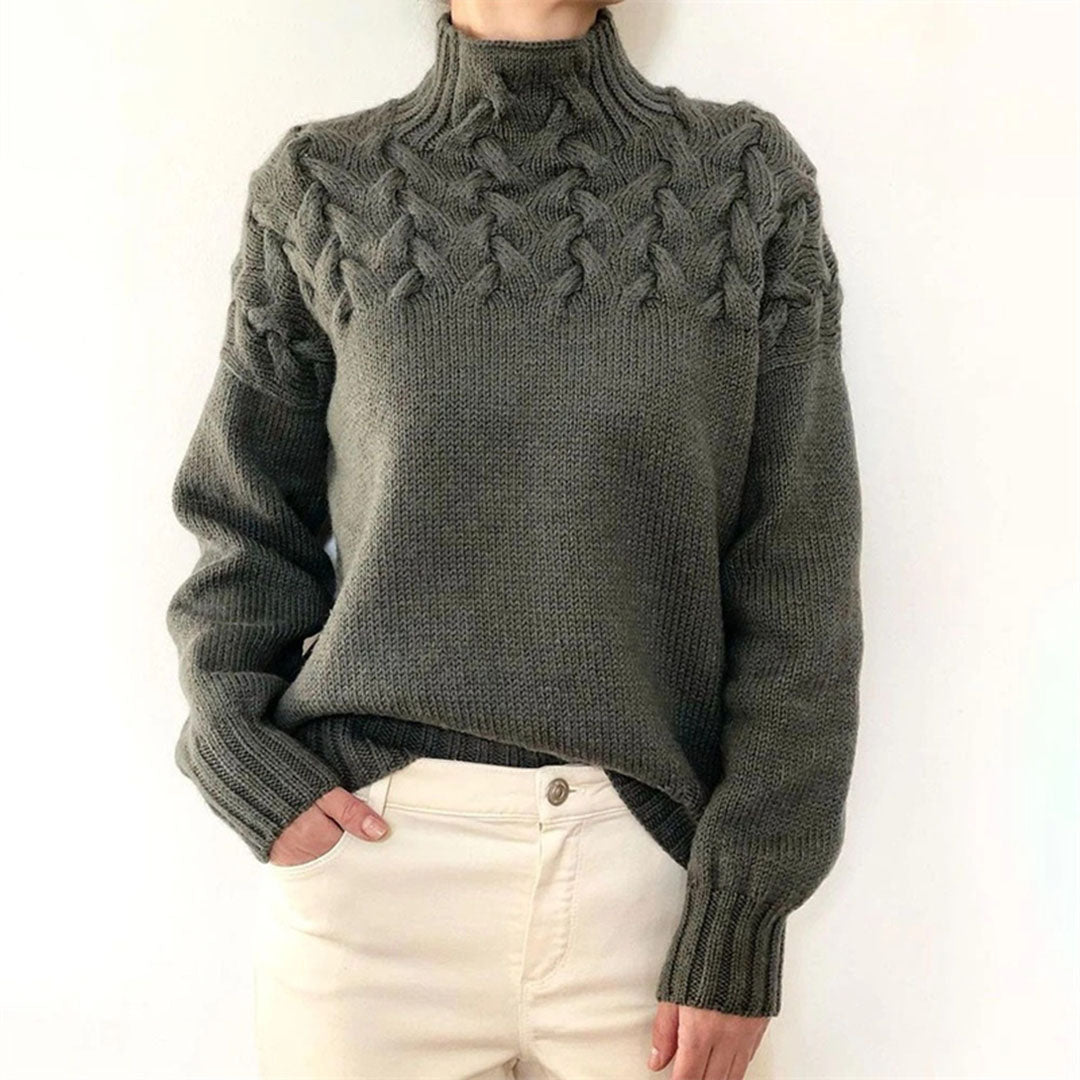 Turtleneck - Långärmad - Loose Fit - Stickad tröja - Pullover för kvinnor-Eva Jonsson