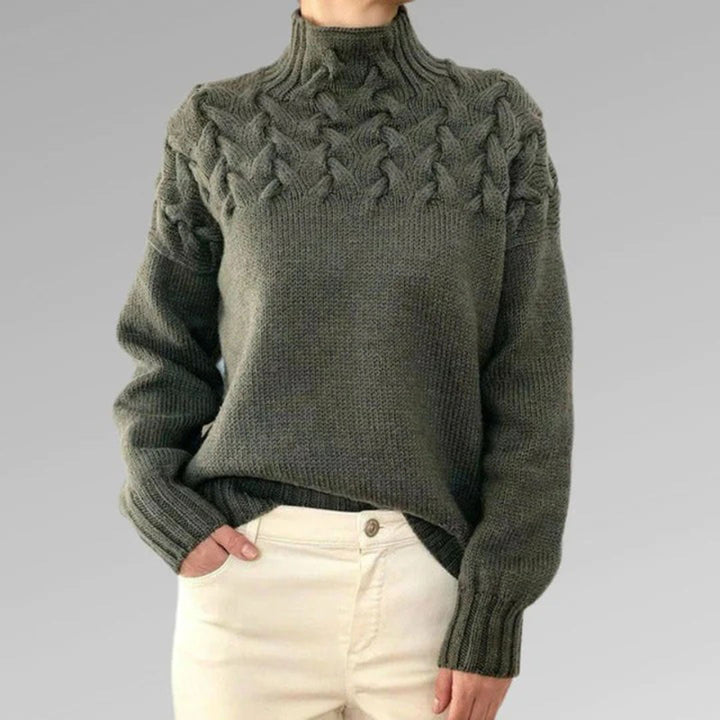 Turtleneck - Långärmad - Loose Fit - Stickad tröja - Pullover för kvinnor-Eva Jonsson