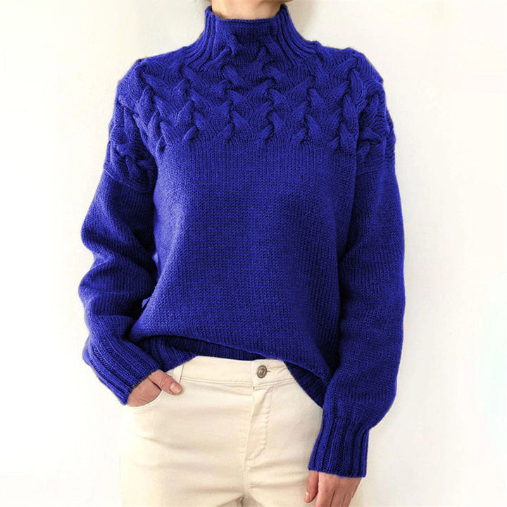 Turtleneck - Långärmad - Loose Fit - Stickad tröja - Pullover för kvinnor-Eva Jonsson