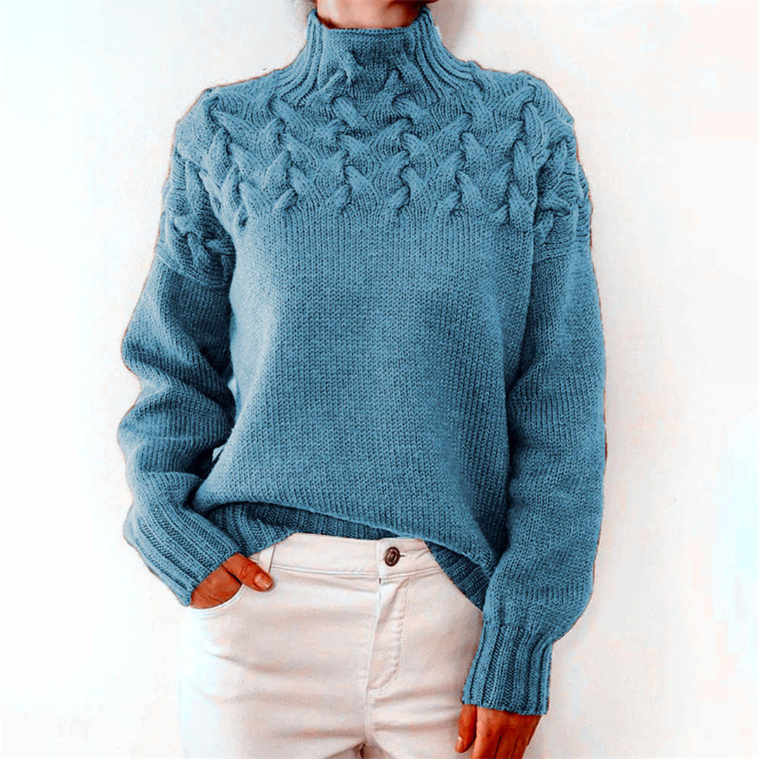 Turtleneck - Långärmad - Loose Fit - Stickad tröja - Pullover för kvinnor-Eva Jonsson
