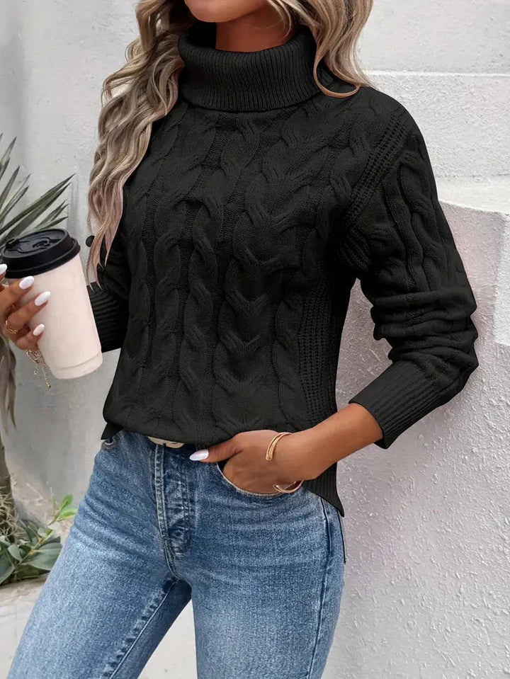 Turtleneck - Varm - Kabelstickad - Stickad tröja - Damstickat-Eva Jonsson