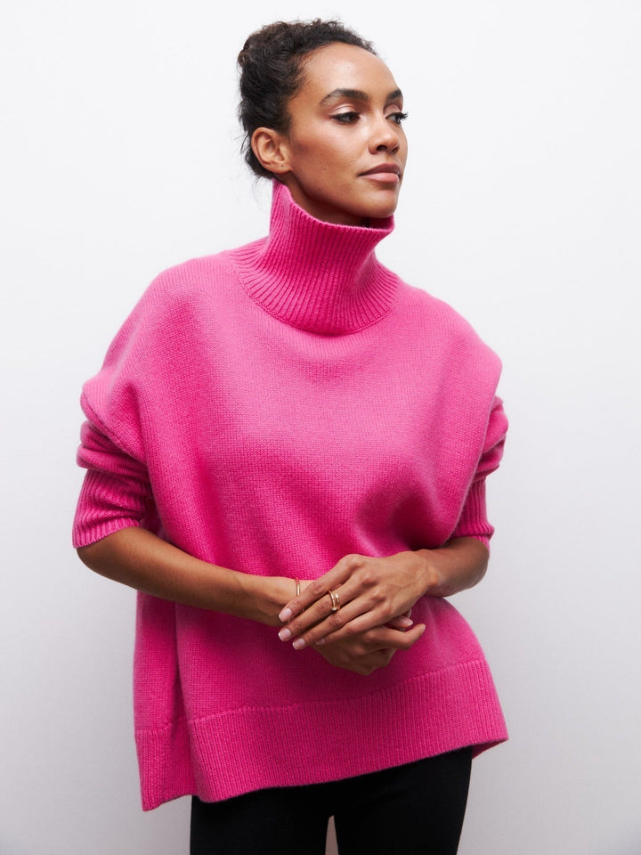 Turtleneck-tröja | Hög hals | Oversized | Stickad tröja | Damstickat-Eva Jonsson