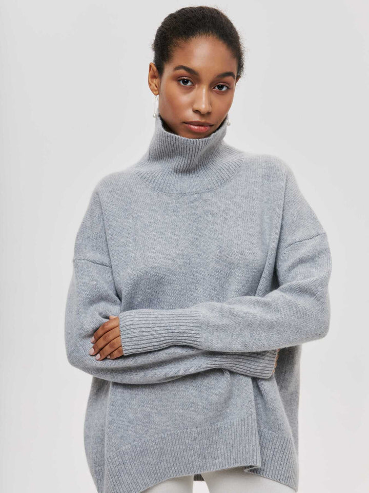 Turtleneck-tröja | Hög hals | Oversized | Stickad tröja | Damstickat-Eva Jonsson