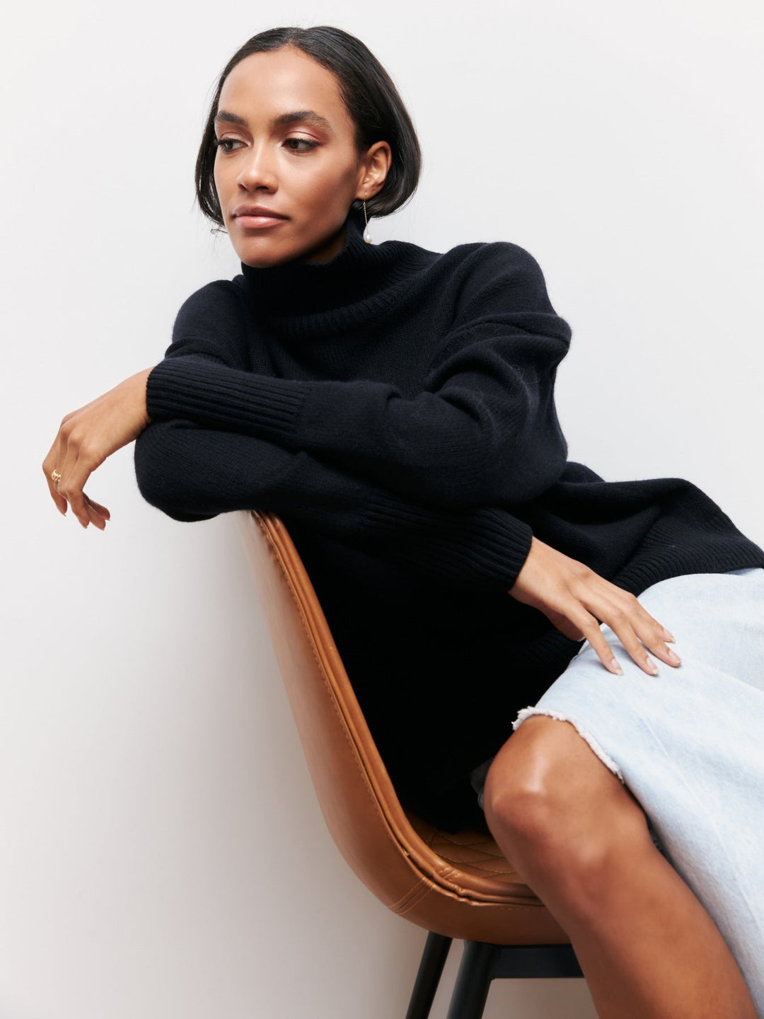 Turtleneck-tröja | Hög hals | Oversized | Stickad tröja | Damstickat-Eva Jonsson