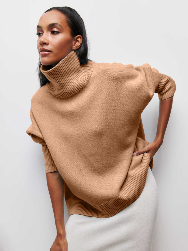 Turtleneck-tröja | Hög hals | Oversized | Stickad tröja | Damstickat-Eva Jonsson
