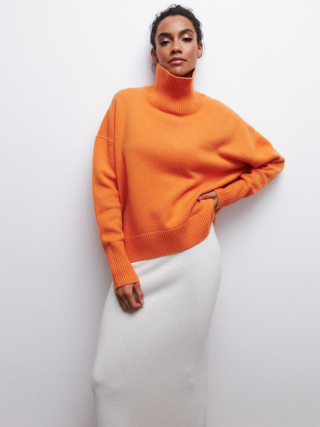 Turtleneck-tröja | Hög hals | Oversized | Stickad tröja | Damstickat-Eva Jonsson