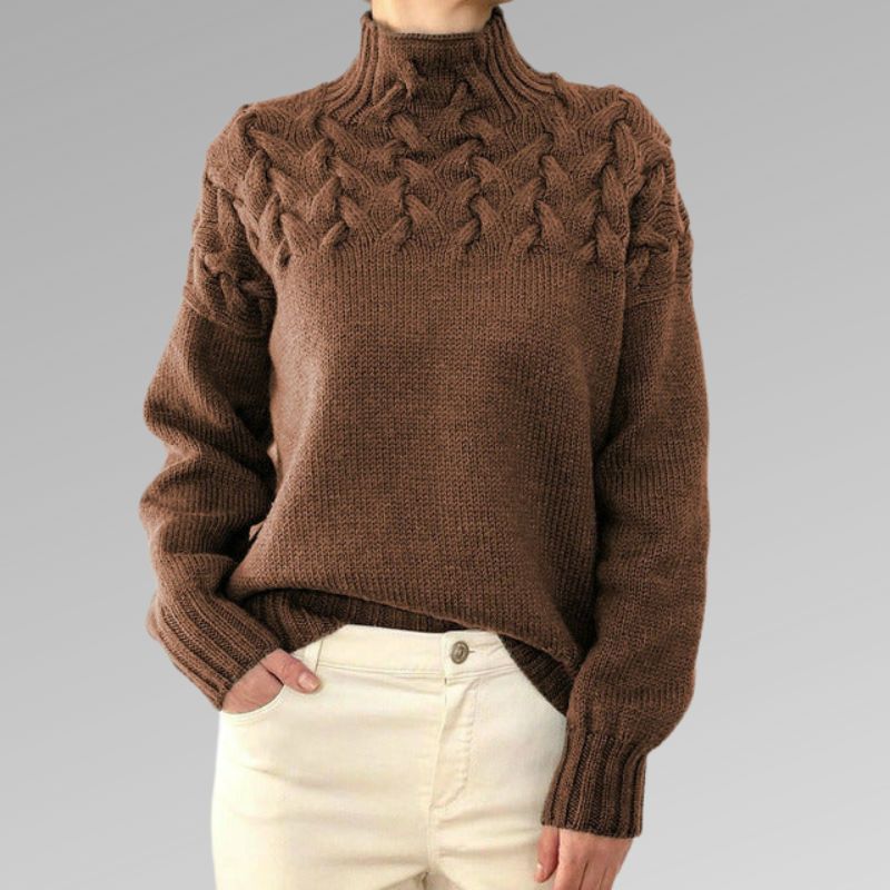 Turtleneck-tröja | Varm | Loose Fit | Stickad tröja | Damstickat-Eva Jonsson